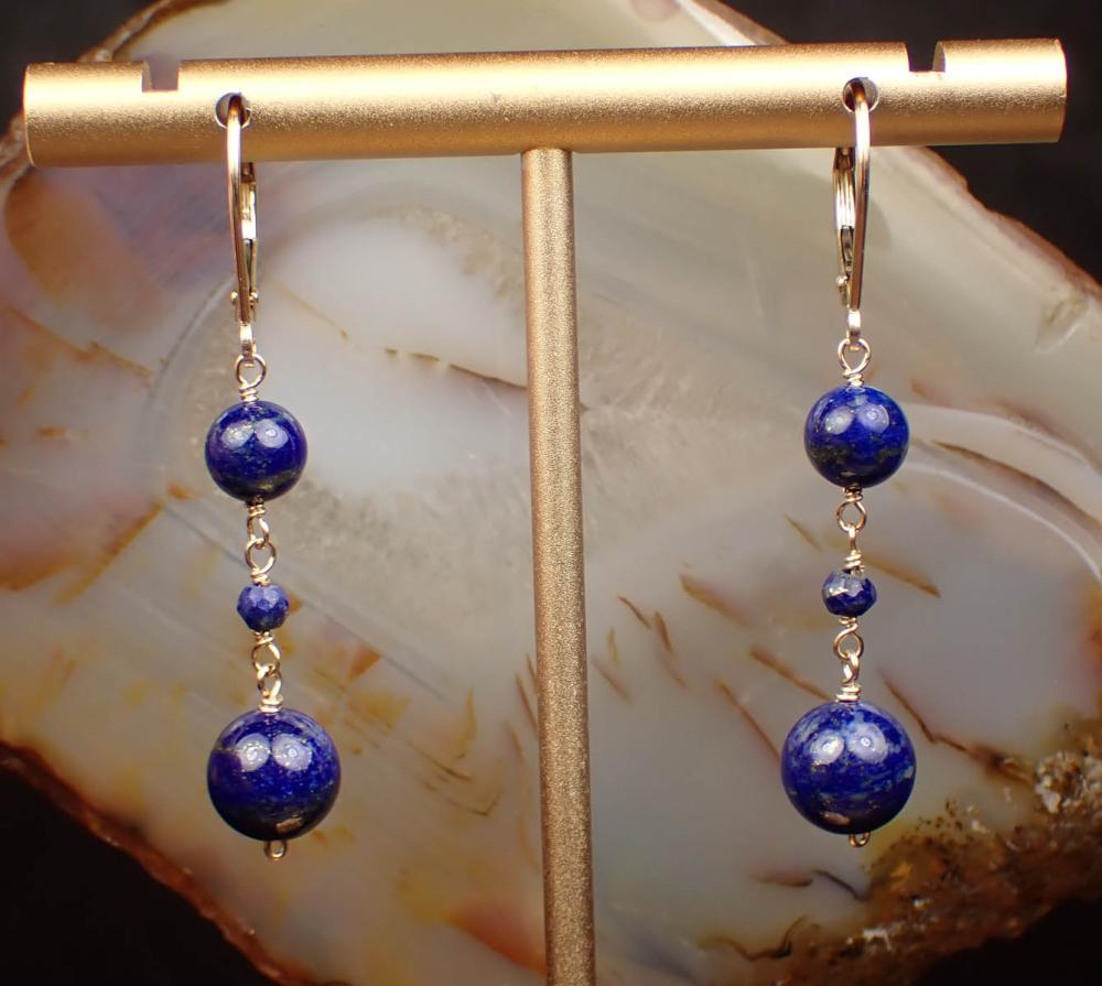 PAIR OF LAPIS LAZULI AND GOLD