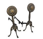 PAIR OF LARGE ANTIQUE BRASS AN