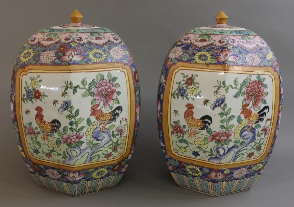 Pair of large Asian porcelain