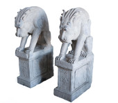 PAIR OF LARGE ASIAN STONE TEMP