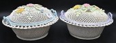 PAIR OF LARGE BELLEEK ROUND CO