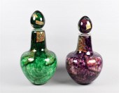 PAIR OF LARGE BLOWN ART GLASS