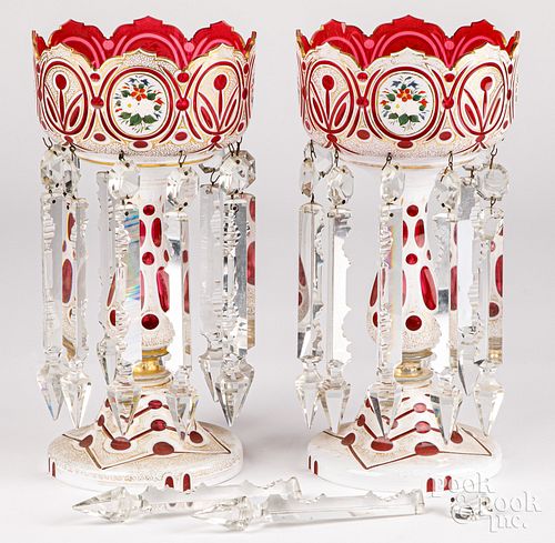 PAIR OF LARGE BOHEMIAN GLASS