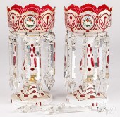 PAIR OF LARGE BOHEMIAN GLASS L