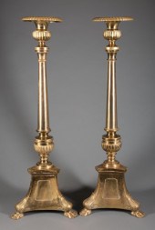 PAIR OF LARGE BRASS ALTAR CAND