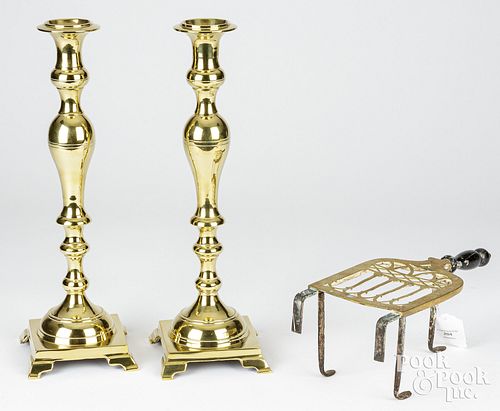 PAIR OF LARGE BRASS CANDLESTICKS