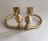 PAIR OF LARGE BRASS MULTI TURN