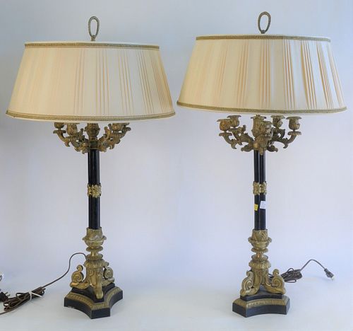 PAIR OF LARGE BRONZE CANDELABRAS, 5