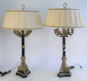 PAIR OF LARGE BRONZE CANDELABR