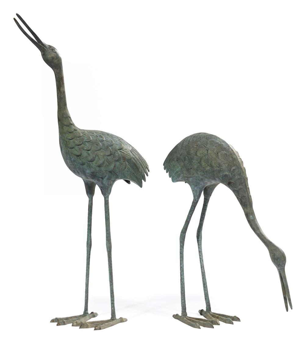 PAIR OF LARGE BRONZE GARDEN FIGURES