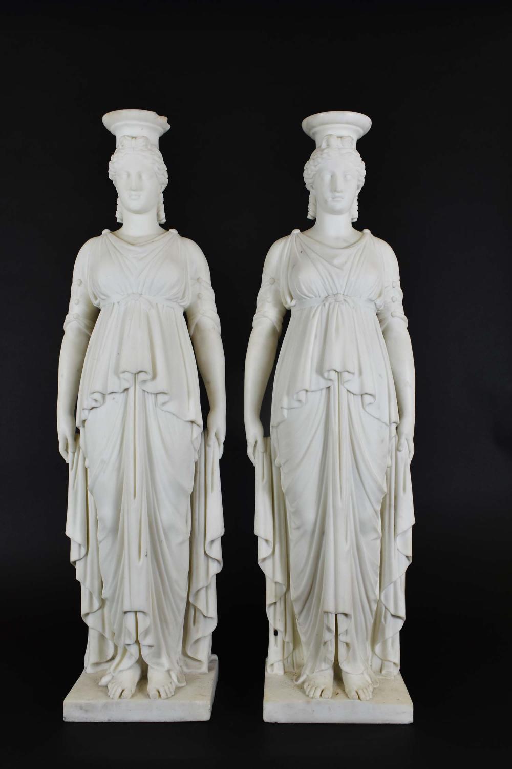 PAIR OF LARGE CARRARA MARBLE
