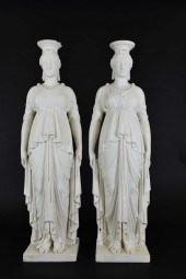 PAIR OF LARGE CARRARA MARBLE F