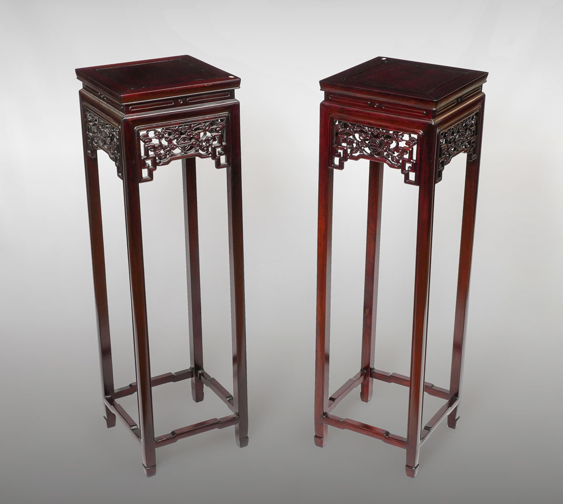 PAIR OF LARGE CARVED CHINESE