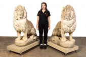 PAIR OF LARGE CAST AND CARVED