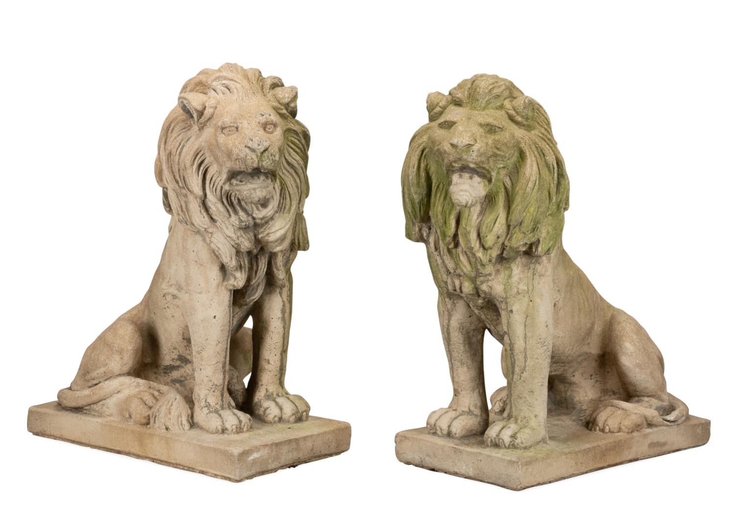 PAIR OF LARGE CAST AND CARVED STONE