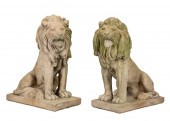 PAIR OF LARGE CAST AND CARVED