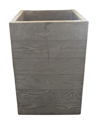 PAIR OF LARGE CEMENT SQUARE URNS OR
