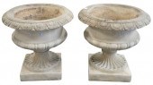 PAIR OF LARGE CEMENT URNS OR O