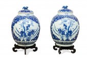 PAIR OF LARGE CHINESE BLUE & W