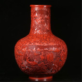 PAIR OF LARGE CHINESE CINNABAR