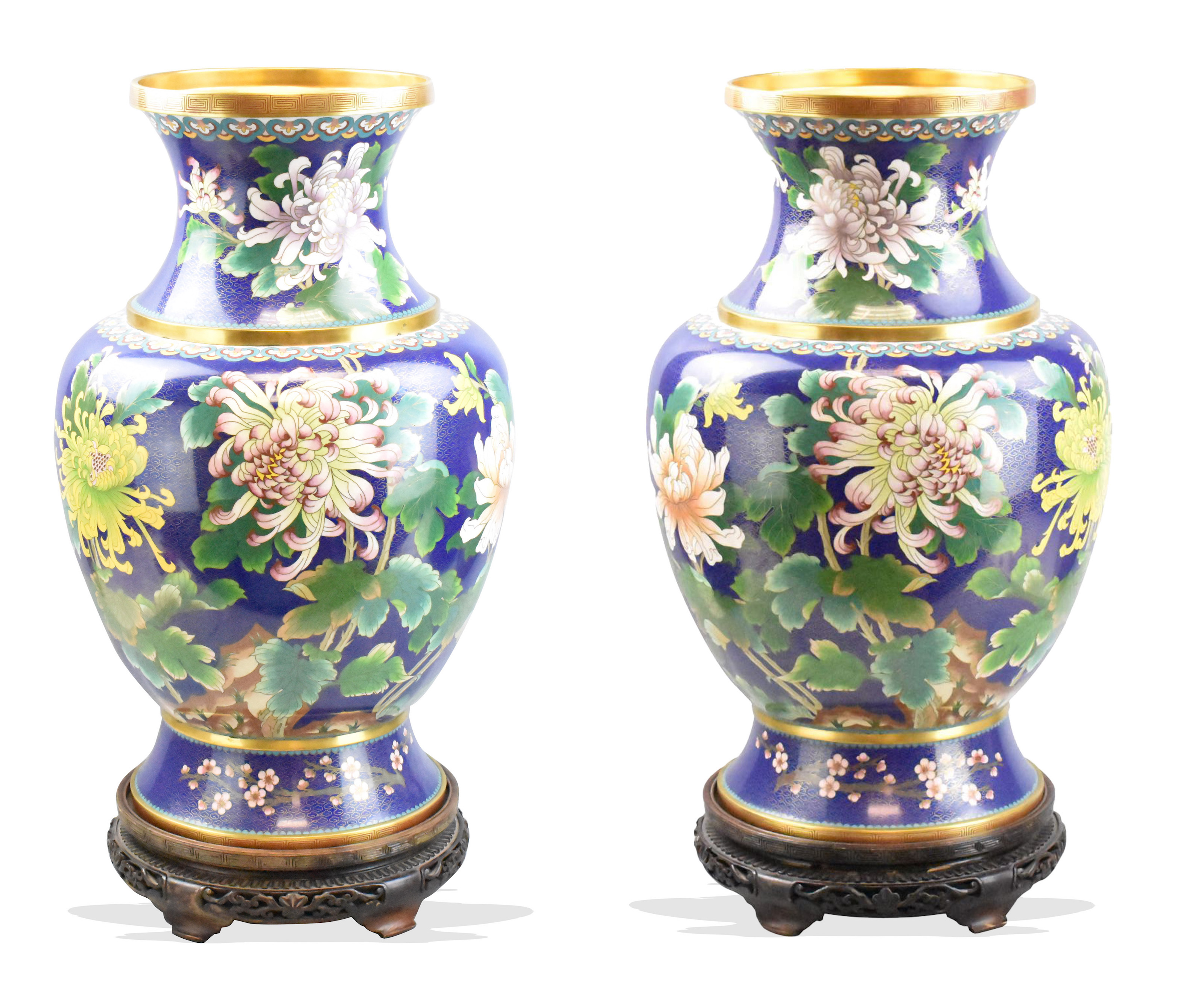 PAIR OF LARGE CHINESE CLOISSONE