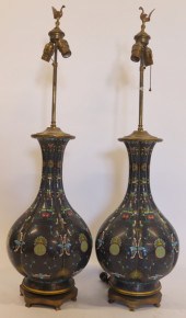PAIR OF LARGE CHINESE CLOISSON