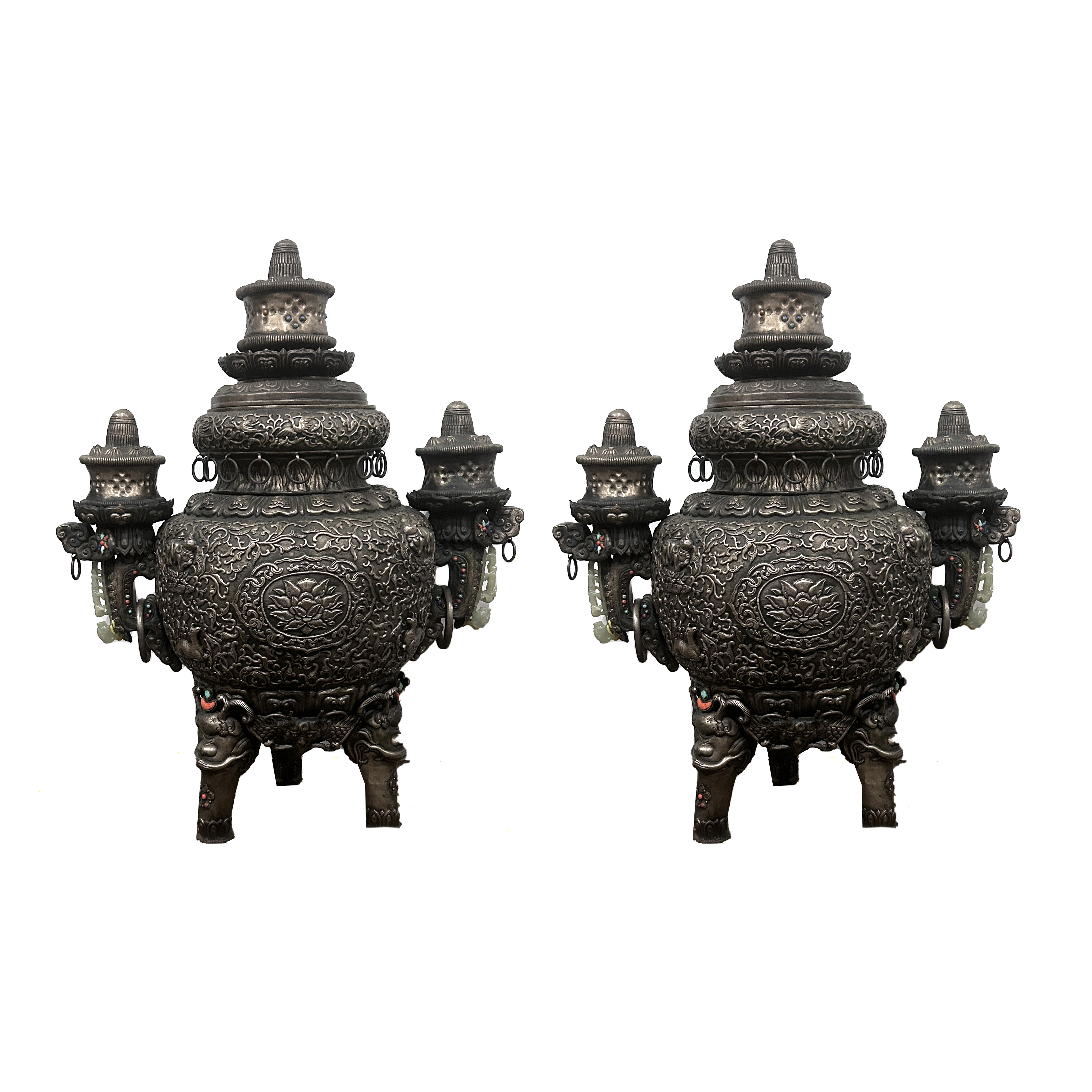 PAIR OF LARGE CHINESE REPOUSSE
