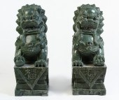 PAIR OF LARGE CHINESE SOAPSTON