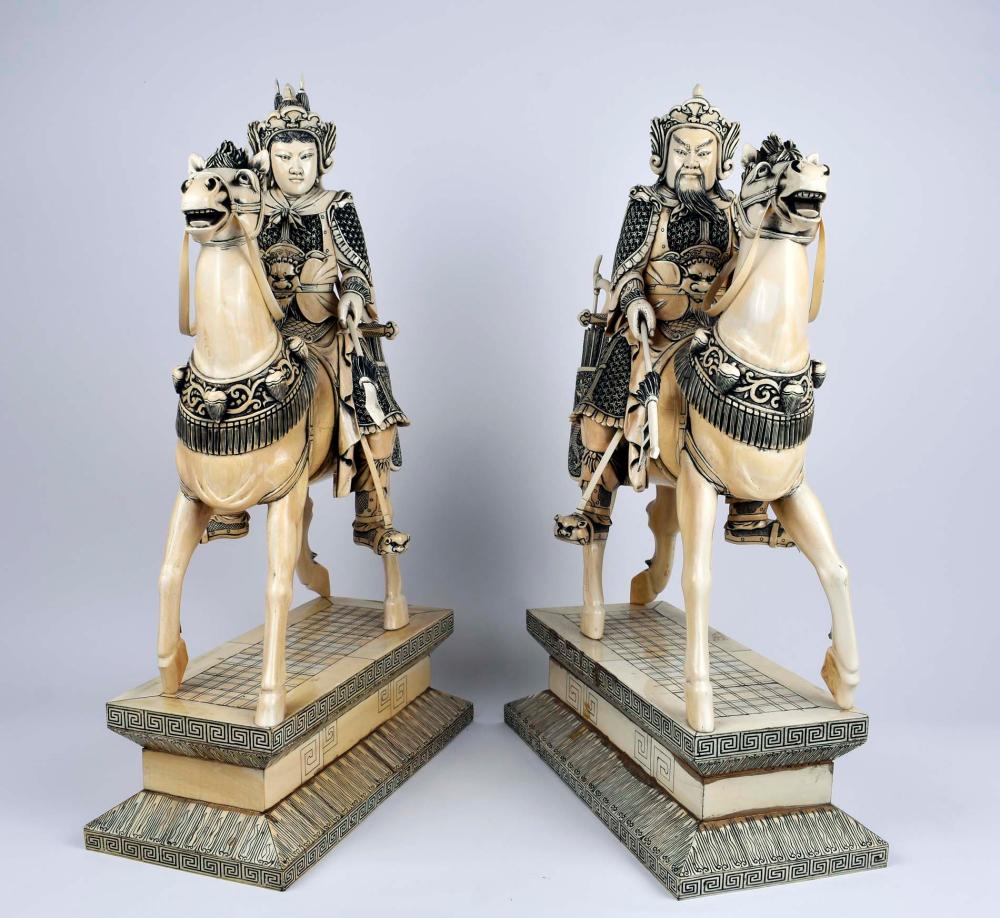 PAIR OF LARGE CHINESE WARRIORS ON