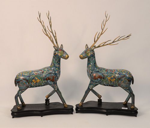 PAIR OF LARGE CLOISONNE FIGURE OF A