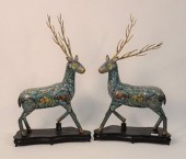 PAIR OF LARGE CLOISONNE FIGURE