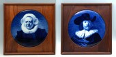 PAIR OF LARGE DELFT FRAMED CHA