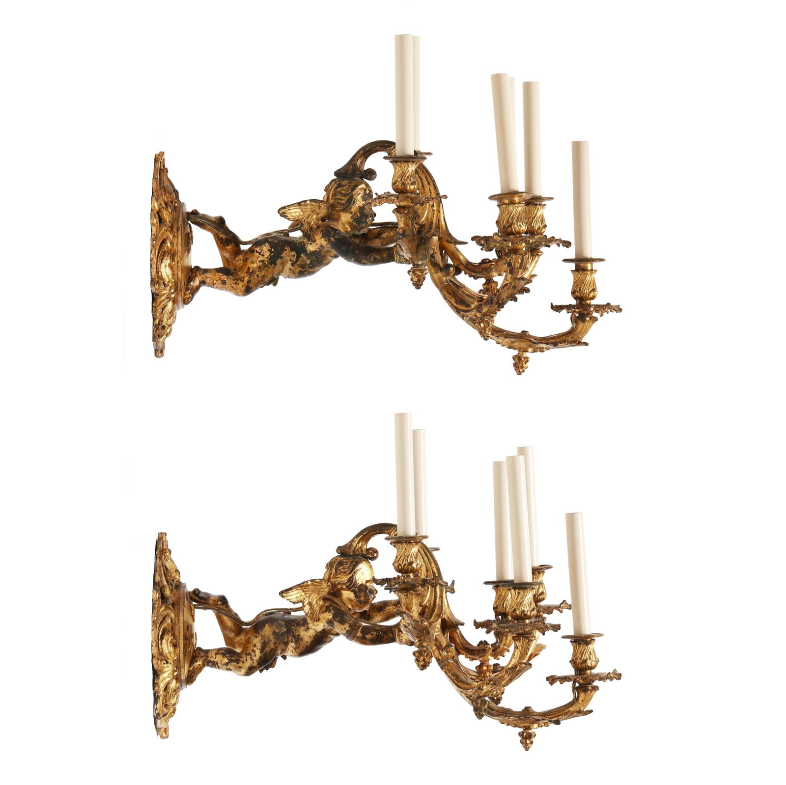 PAIR OF LARGE FRENCH GILT BRONZE