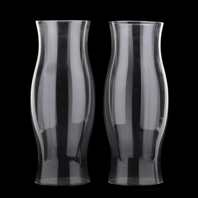 PAIR OF LARGE GLASS HURRICANES 20th