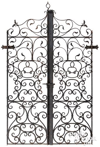 PAIR OF LARGE IRON GATES, EARLY
