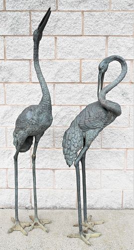 PAIR OF LARGE LIFESIZE BRONZE STORK