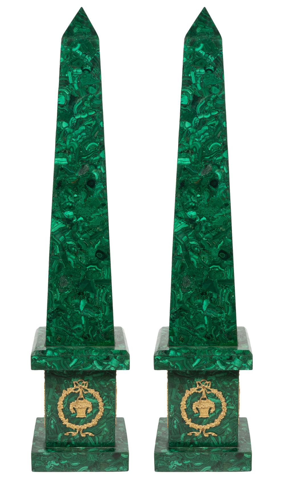 PAIR OF LARGE MALACHITE