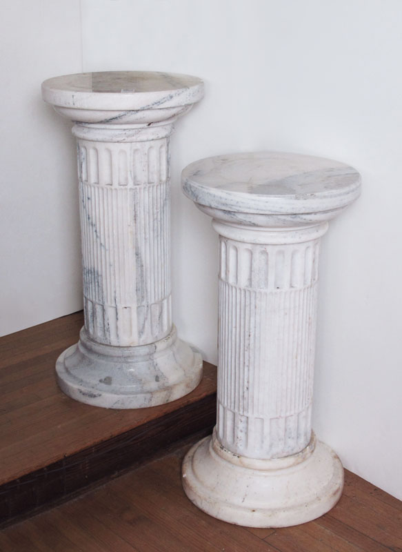PAIR OF LARGE MARBLE COLUMNS: White
