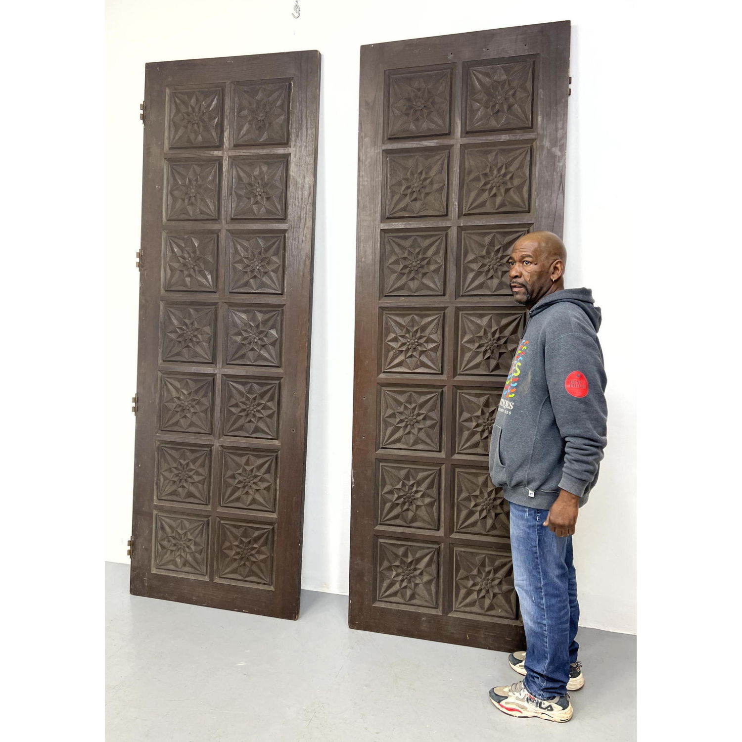 Pair of large Mid century Carved