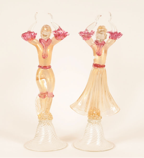 Pair of large Murano art glass