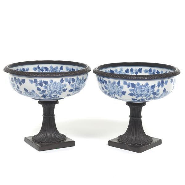 PAIR OF LARGE PATINATED BRONZE