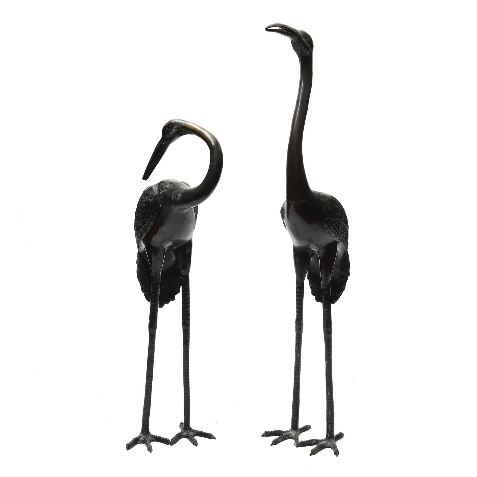 PAIR OF LARGE PATINATED BRONZE