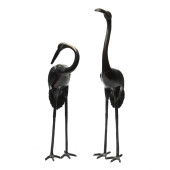 PAIR OF LARGE PATINATED BRONZE