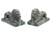 PAIR OF LARGE PATINATED BRONZE