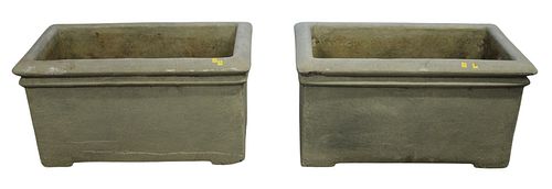 PAIR OF LARGE RECTANGLE CAST CEMENT