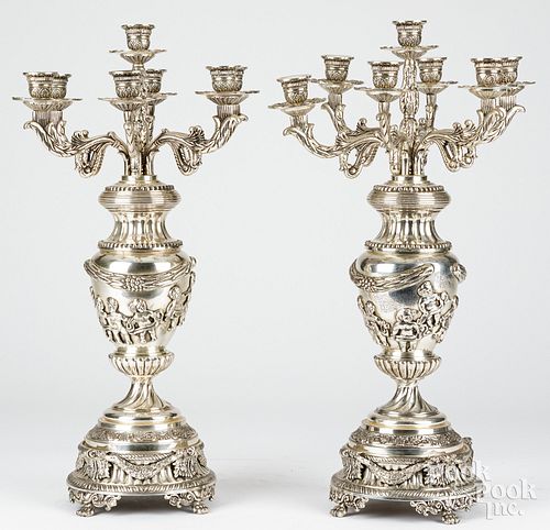 PAIR OF LARGE SILVER PLATED
