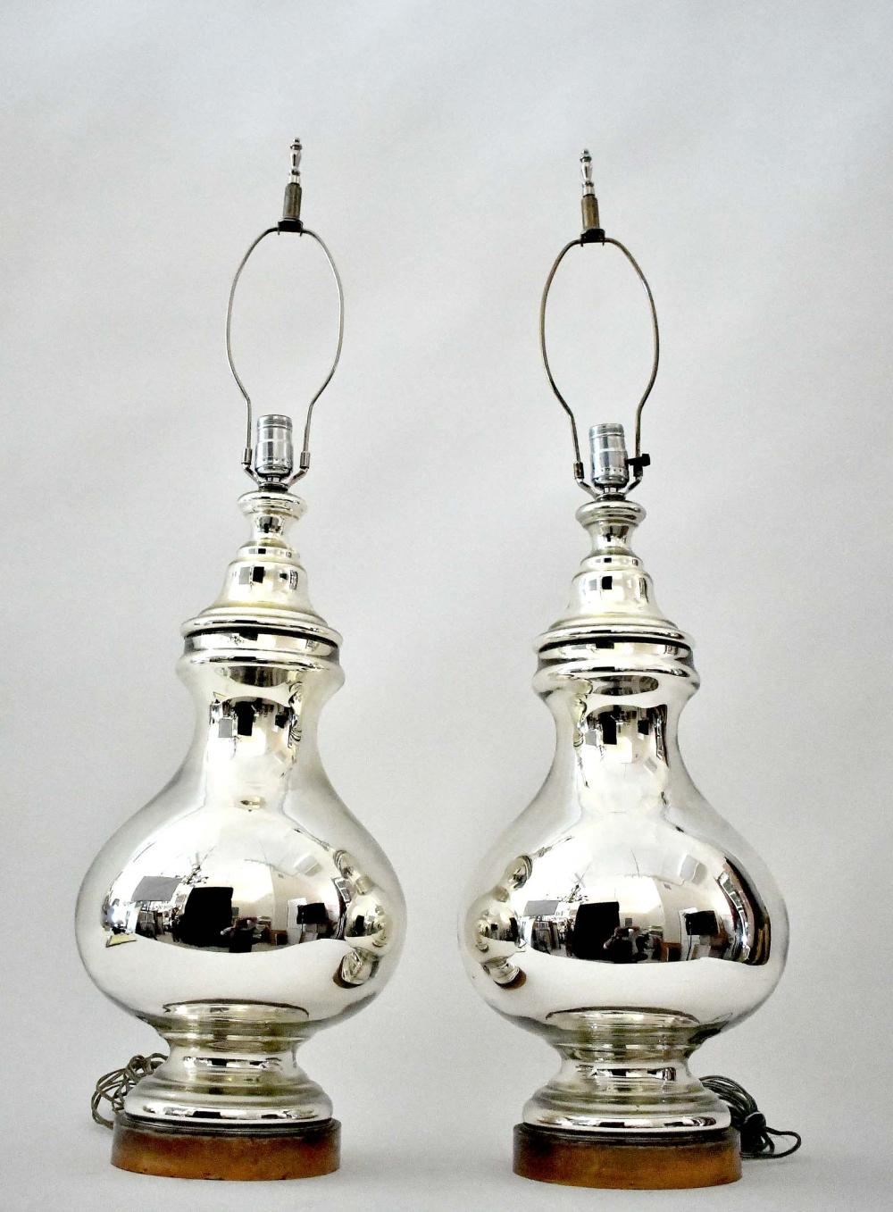 PAIR OF LARGE SILVERED GLASS