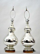 PAIR OF LARGE SILVERED GLASS T