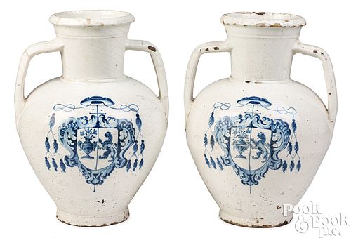PAIR OF LARGE SPANISH DELFTWARE