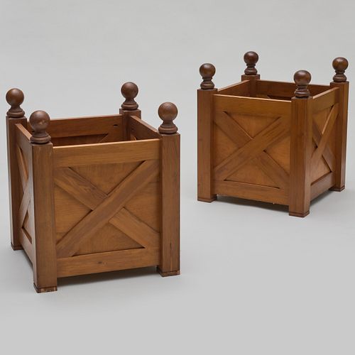 PAIR OF LARGE STAINED PINE